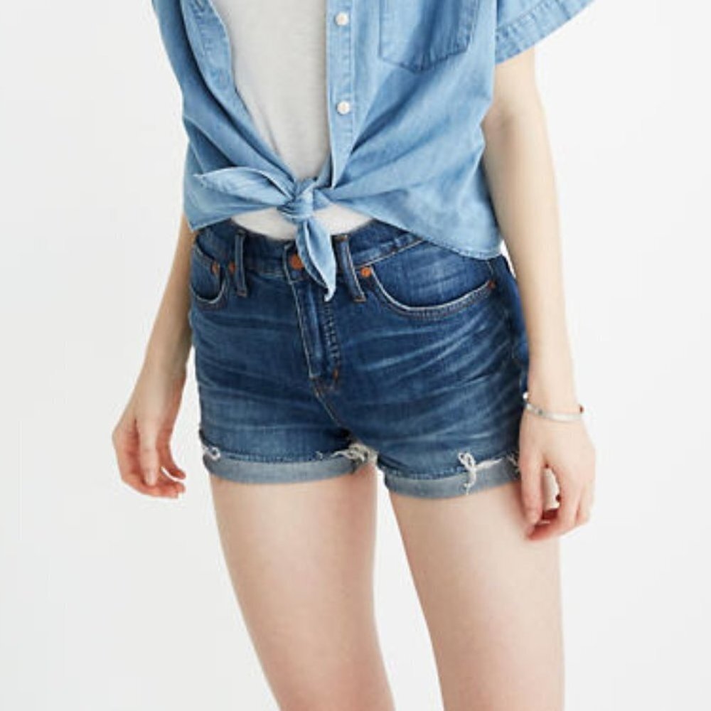 MADEWELL High-Rise Denim Shorts‎ in Glenoaks  Wash: Cutoff Edition Size 26